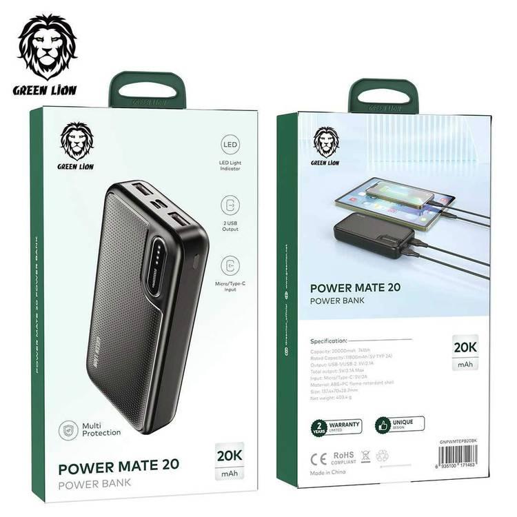 Green Lion Power Mate 20 Power Bank 20000mAh - Black
