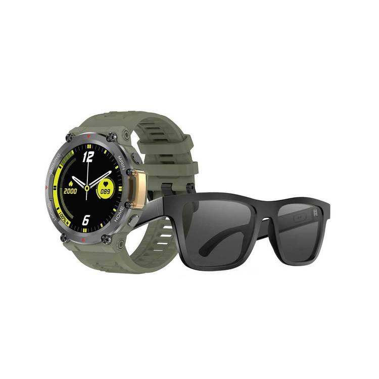 ساعة غرين ليون سمارت كومبو للنظارات الشمسية وساعة المغامرة - أسود/أخضر