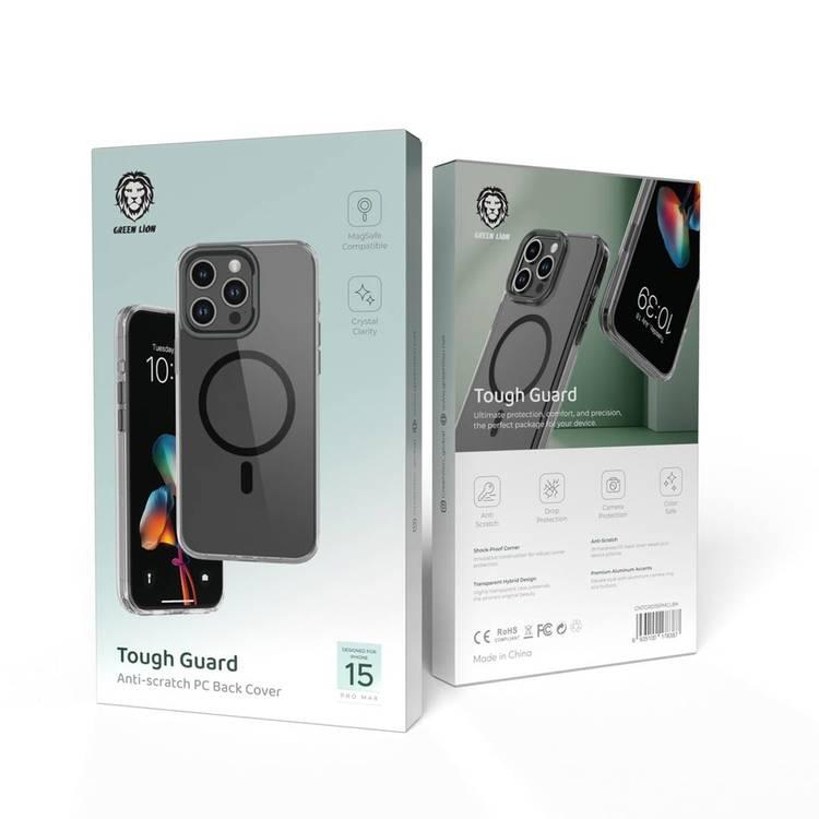حافظة Green Lion Tough Guard المضادة للخدش من مادة PC Magsafe لهاتف iPhone 15 Pro Max - أسود