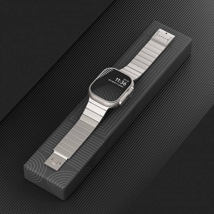 Levelo Yonge Magnet Steel Band for Apple Watch 42 / 44 / 45 / 49mm - Titanium