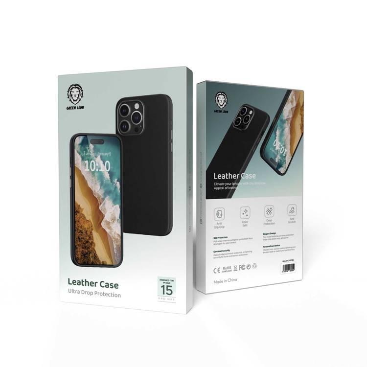 Green Lion iPhone 15 Pro Max For Leather Case - Black
