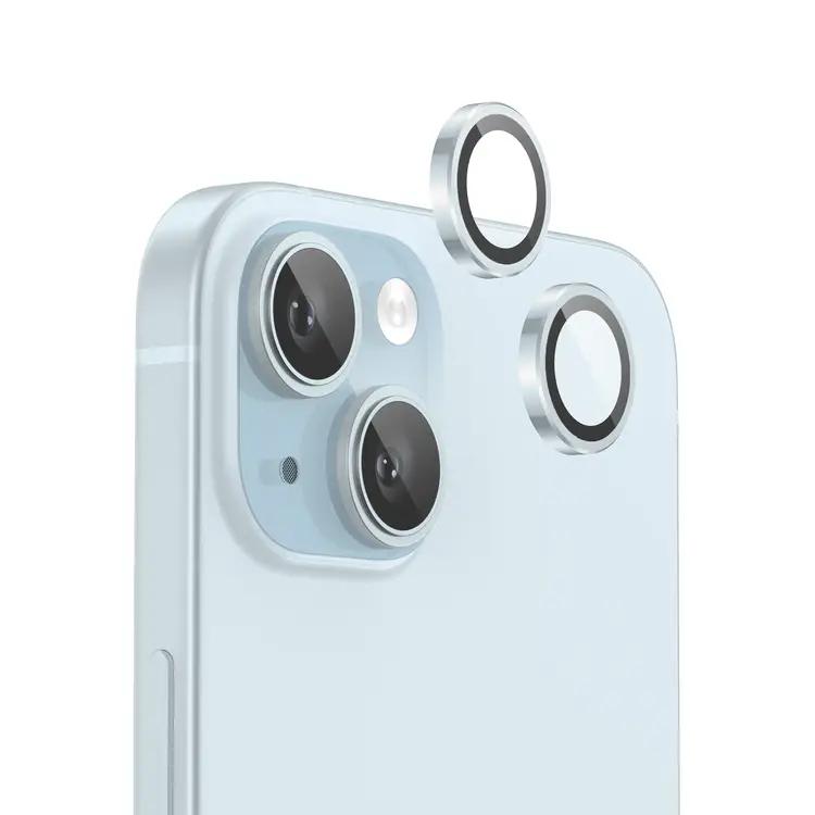 Green Lion iPhone 15 / iPhone 15 Plus لعدسة الكاميرا HD Plus - أزرق فاتح
