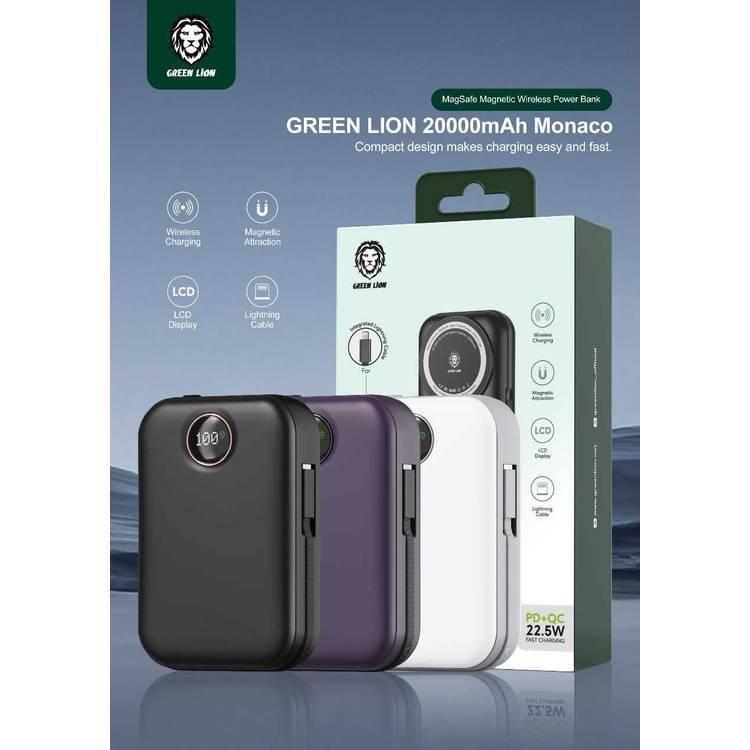 Green Lion Monaco Magsafe Power Bank 20000mAh PD+QC 22.5W - White