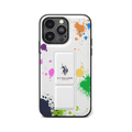 يو اس بولو أسن. حامل هاتف iPhone 15 Pro مصنوع من جلد البولي يوريثان مع حافظة باللون الأبيض - أبيض