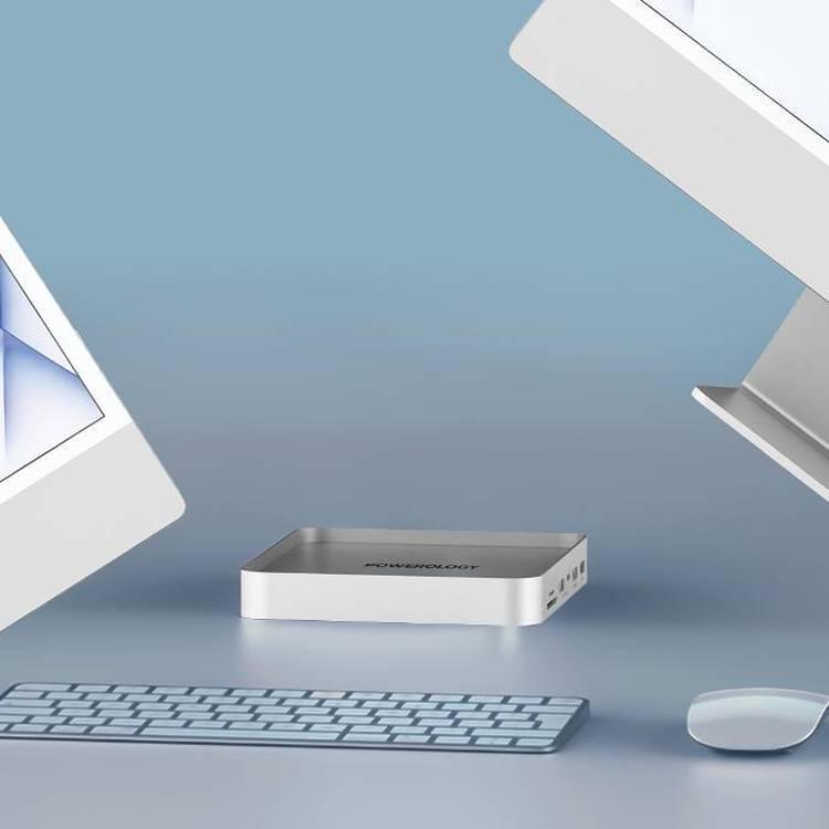 Powerology iMac 24 بوصة USB-C Dock مع حاوية SSD 10 جيجابايت في الثانية - رمادي