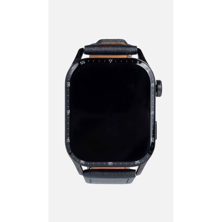ساعة بورودو لينوكس الذكية 1.91 شاشة لمس واسعة مع حزام جلد أسود - لا حجم