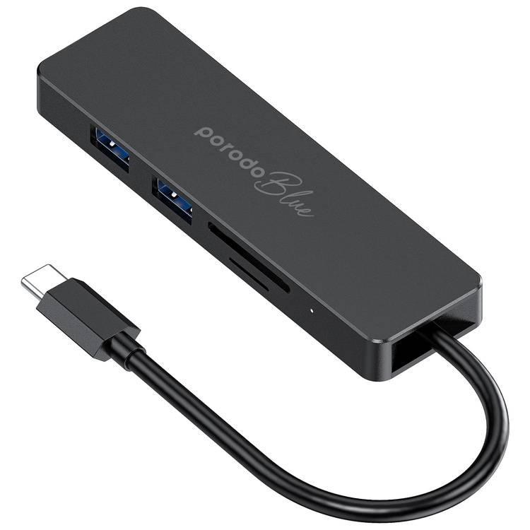 بورودو بلو 5 في 1 USB-C Hub HDMI USB SD MicroSD 4K 5 جيجابت في الثانية - أسود