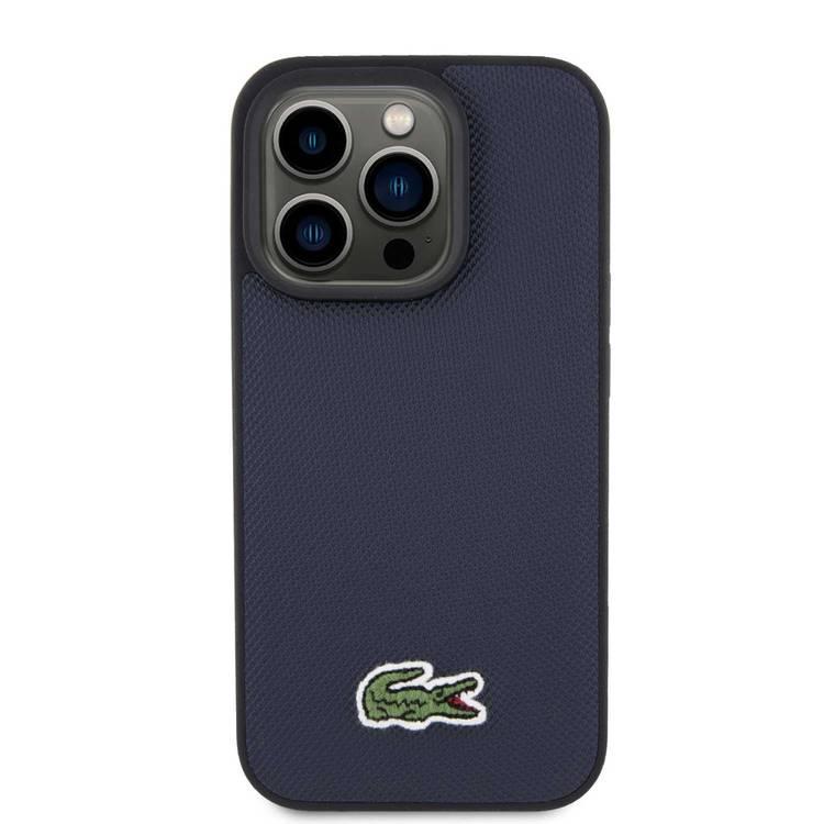 Lacoste HC MagSafe Iconic Petit Pique PU Woven Logo for iPhone 15 Series - Navy - iPhone 15 Pro