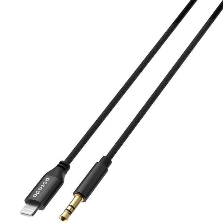 Porodo Braided Lightning to 3.5mm AUX Cable 1.2M - Black