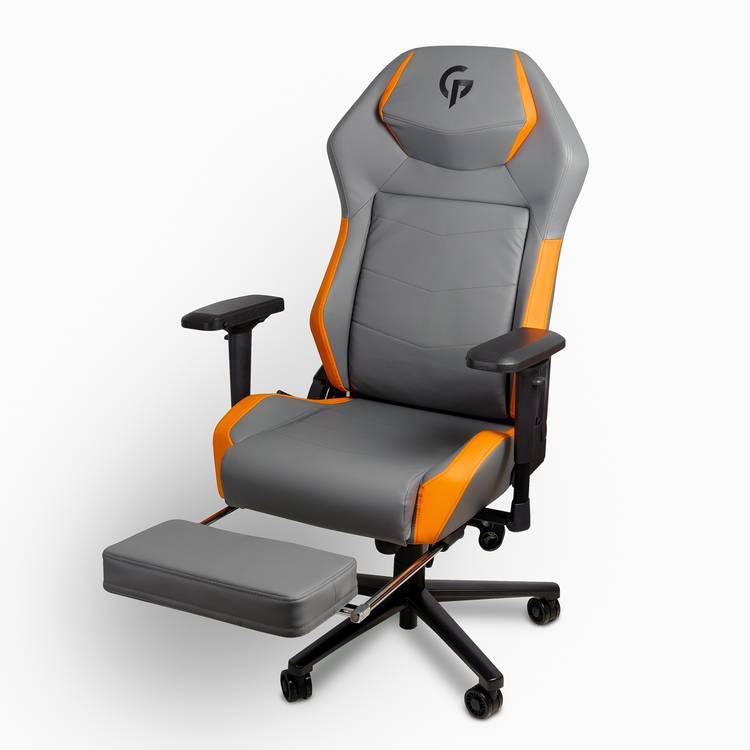 كرسي الألعاب الاحترافي من Porodo Gaming، مقاعد إسفنجية مصبوبة/مسند للذراعين ومسند للقدمين - برتقالة سوداء