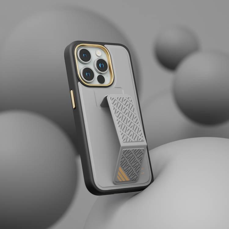 Levelo iPhone 15 Pro For Morphix Cuero Gripstand Case - Grey