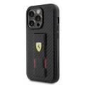 Ferrari iPhone 15 Pro For Gripstand Carbon Case - Black