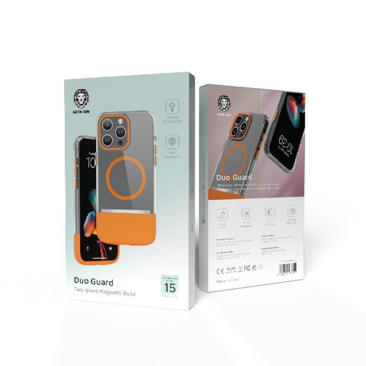 حافظة حماية Duo Guard MagSafe لهاتف iPhone 15 Pro Max من Green Lion - برتقالي