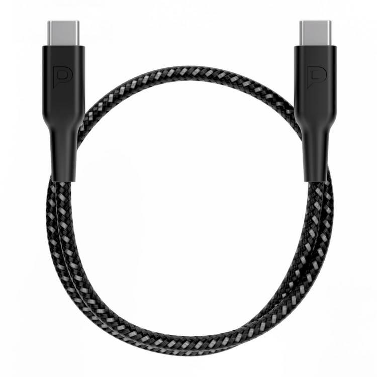 Powerology Braided Cable with USB-C To USB-C Data Transfer and Fast Charging  - Black - 30cm(0.98ft)