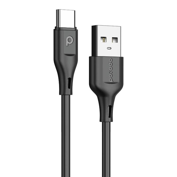 Porodo 12W Double USB  2.4A Charger UK with A-Type C 1.2M Cable - Black