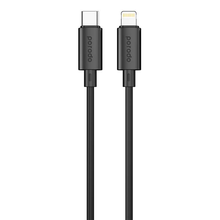 Porodo Blue Cable with PD27W USB-C To Lightning Connector, Fast Charge and Data Transfer - Black - 1.2M