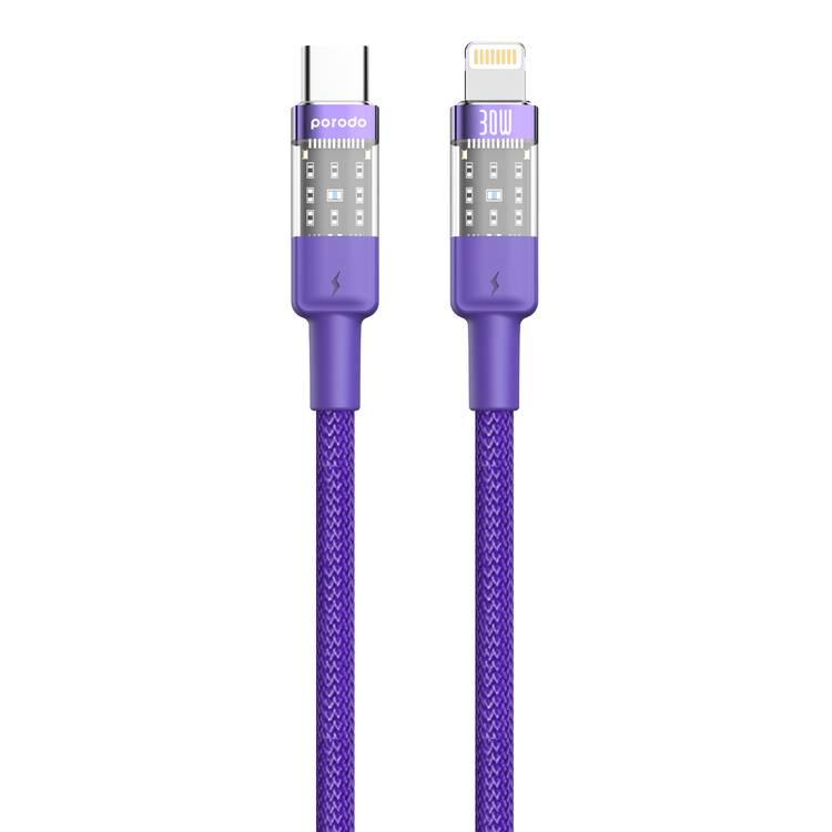 Porodo Braided 30W PD C to Lightning Fast Charging Cable with Transparent Head 1.2M Porodo Braided 30W PD C to Lightning Fast Charging Cable with Transparent Head 1.2M - Purple - أرجواني