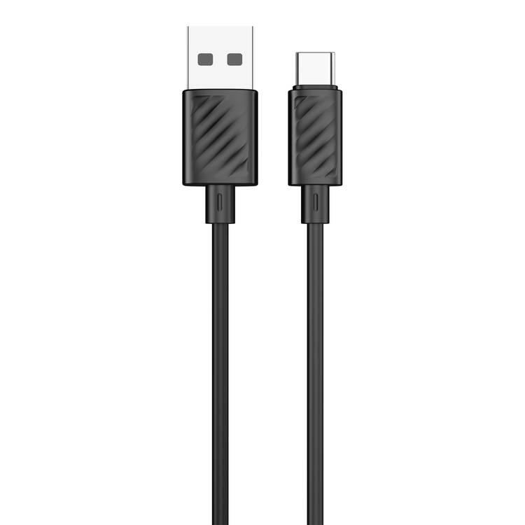 Porodo Blue Charging Cable with USB-A To Type-C Connector, Fast Charging and Data Transfer - Black - 1.2M