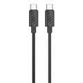 Porodo Blue Cable with PD60W USB-C To USB-C Connector, Fast Charge and Data Transfer - Black - 1.2M
