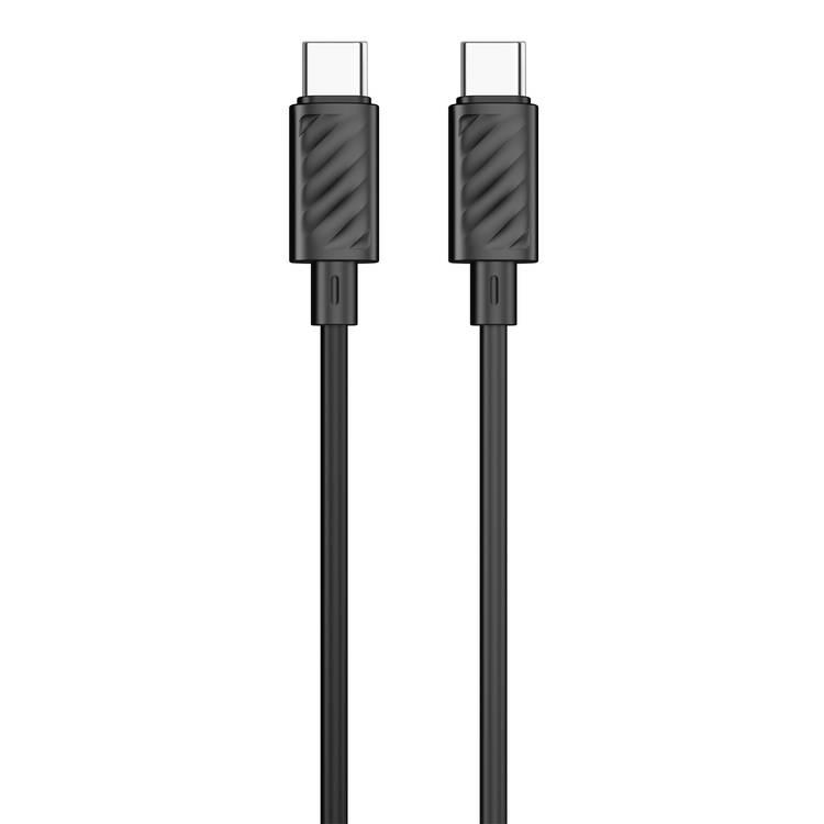 Porodo Blue Cable with PD60W USB-C To USB-C Connector, Fast Charge and Data Transfer - Black - 1.2M