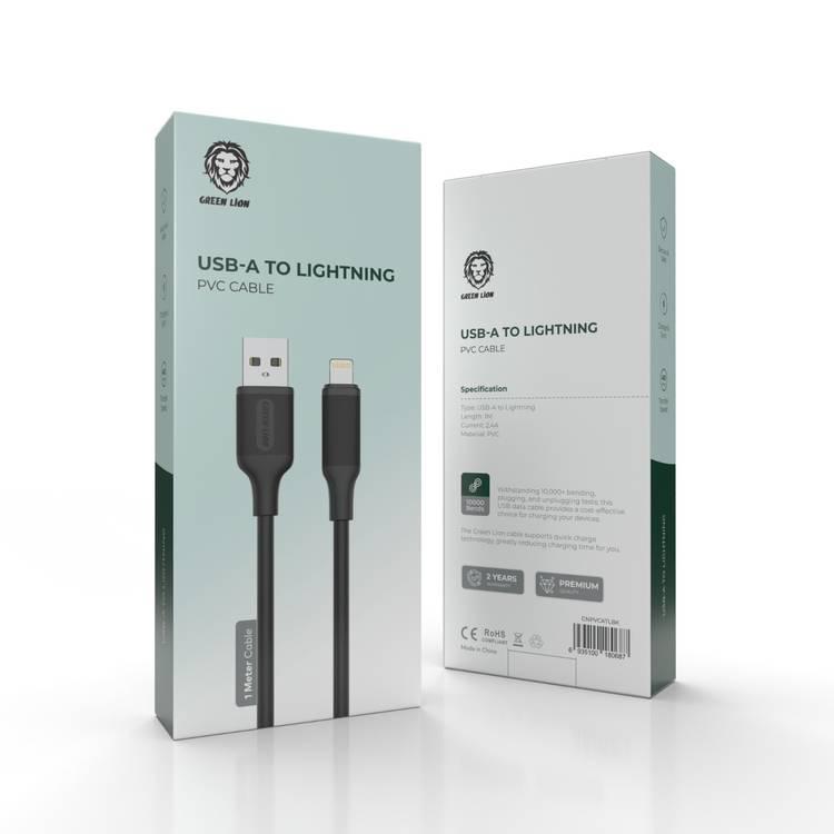 كابل Green Lion USB-A إلى Lightning PVC (1 متر) - أسود