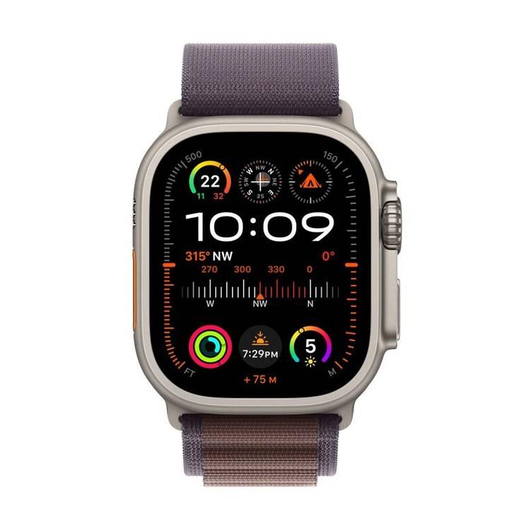 Apple Watch Ultra 2 [نظام تحديد المواقع + شبكة خلوية 49 ملم] مع هيكل من التيتانيوم وحلقة جبال الألب النيلية | واسطة