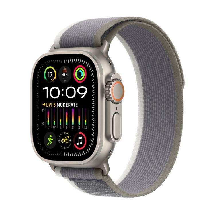 ساعة Apple Watch Ultra 2 GPS + هيكل خلوي من التيتانيوم مع حلقة تريل باللون الأخضر/الرمادي | 49 ملم