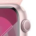 ساعة ابل سيريز 9 [جي بي اس 45 ملم] مع هيكل من الألومنيوم باللون الوردي وحزام رياضي باللون الوردي الفاتح