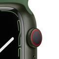 ساعة ابل سيريز 7 مع هيكل من الألومنيوم باللون الأخضر وسوار رياضي باللون الأخضر البرسيم [نظام تحديد المواقع 45 ملم]