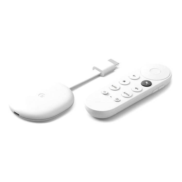 Google Chromecast مع Google TV (إصدار HD) مع جهاز التحكم عن بعد الصوتي - Snow + Wiz Color/لمبة ذكية بيضاء قابلة للضبط A60 - أبيض