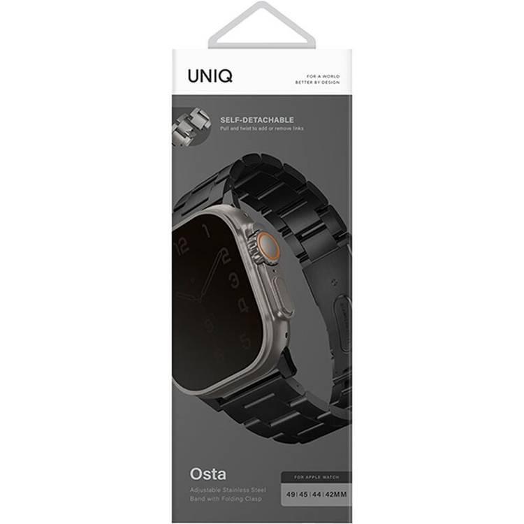 حزام UNIQ Osta Apple Watch الفولاذي مع وصلات قابلة للتعديل ذاتيًا - أسود