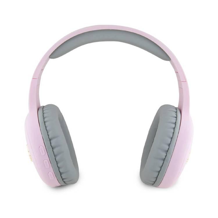 Hello Kitty Bluetooth Headphones Metal Logo Oval Shape - Pink/Gray