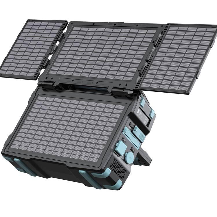 Powerology 76800mAh 300W لوحة شمسية متكاملة للمولدات المحمولة - أسود