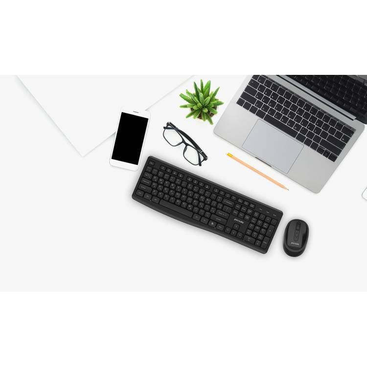 مجموعة ماوس لوحة المفاتيح اللاسلكية من Porodo ذات الوضع المزدوج - أسود