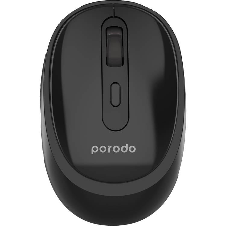 مجموعة ماوس لوحة مفاتيح لاسلكية من Porodo مع حامل للهاتف المحمول - أسود