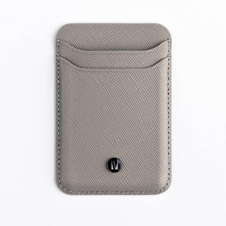Levelo Bond MagSafe Card Holder Wallet With Metal Signature Logo - Gray