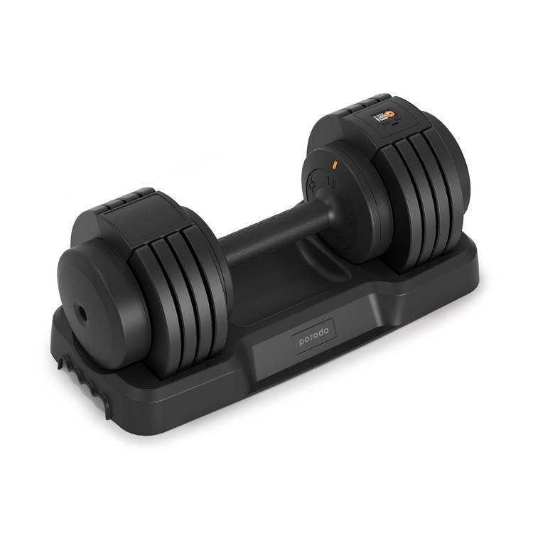 Porodo 55 lb Single Adjustable Smart Dumbbell - Black