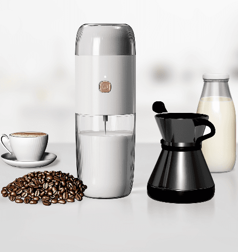  Electric Coffee Grinder with Milk Frother, 2-in-1