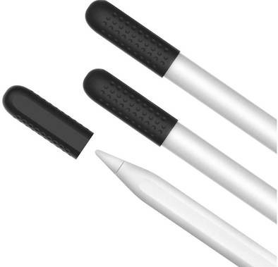أهاستيل- غطاء المنقار من سيليكون المغطى كامل ل قلم آبل 2  (3 عبوات)- أسود
