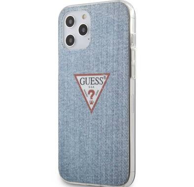 CG Mobile Guess PC/TPU Denim Print Case, Shock-Absorption & Drop Protection for iPhone 12 Pro Max (6.7")  Officially Licensed - Light Blue