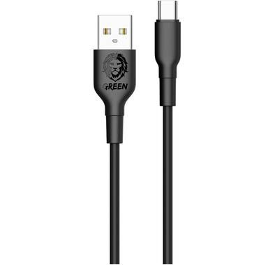 Green Lion Charging Cable, PVC USB-A to Type-C Cable 2A, Fast Charger Cable, Ultra-Fast Sync Charge Cable, Over-Current Protection, Data Cable Compatible for Type-C Devices Black - 3 M