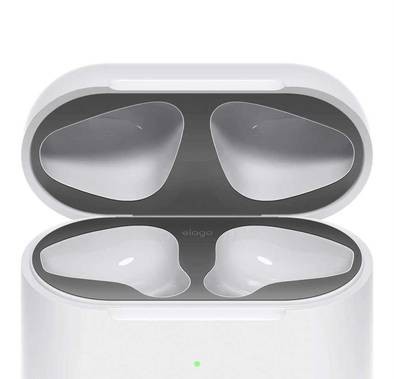 Elago Dust Guard (2 sets) Compatible for AirPods 1/2, Dust-Proof Metal Cover, Ultra Slim, Luxurious Looking, Scratch Resistant, Special Dust Sticker Protection - Matt Dark Gray