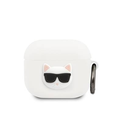 CG Mobile Karl Lagerfeld Silicone Choupette Case with Ring Compatible for Apple AirPods 3, Scratch & Drop Resistant, Dustproof & Absorbing Protective Silicone Cover