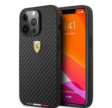 CG MOBILE Ferrari Hard Case PU Smooth & Italian Flag Line Metal Logo Compatible for iPhone 13 Pro Max (6.7") Anti-Scratch, Easy Access to All Ports, Shock Absorption & Drop Protective Back Cover Suitable with Wireless Charging Officially Licensed