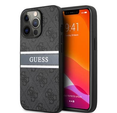 CG MOBILE Guess 4G PU Leather Case with Printed Stripe Compatible for iPhone 13 Pro Max (6.7") Anti-Scratch, Easy Access to All Ports, Shock Absorption