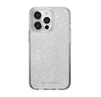 Viva Madrid Celeste TPU/PC Air Pockets Case for Apple iPhone 13 Pro Max (6.7") 360º Full Protection, 3ft. Shockproof Clear / Silver Glitters