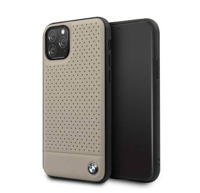 CG MOBILE, BMW Perforated Leather HardCase Compatible with iPhone 11 Pro, Premium Leather, Anti-Scratch, Camera Protection, Easy Access to All Ports - Grey