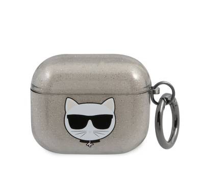 Karl Lagerfeld TPU Choupette Glitter Case for Apple Airpods 3 - Black