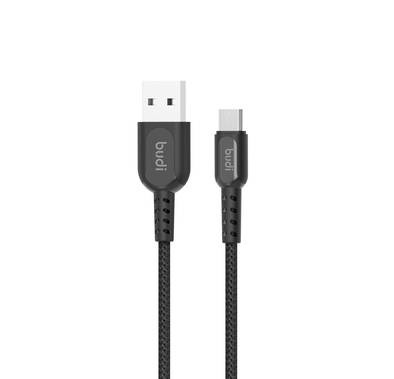 Budi Sync Micro USB Cable Zinc Alloy Metal - Black