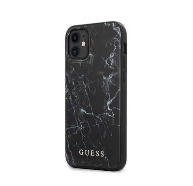 CG MOBILE Guess PC/TPU Marble Design Phone Case Compatible for iPhone 12 Mini (5.4) Protective Mobile Case Officially Licensed - Black